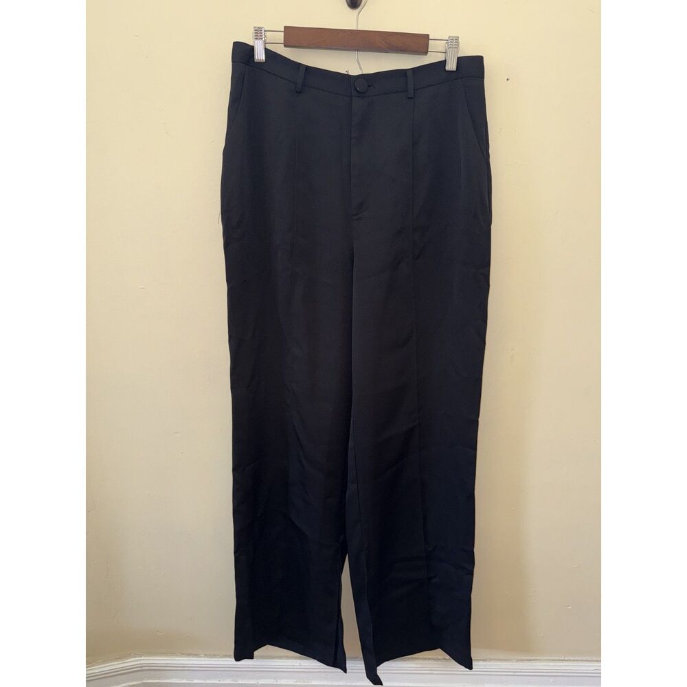 Hello Molly Black High-Waisted Wide Leg Tailored Pants with Side Slits US 10 XL
